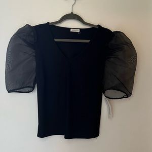 🖤 Black Sheer Puff Sleeve Top